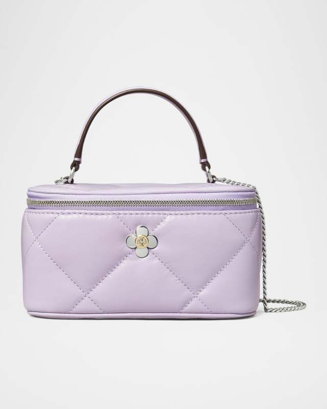 Kira Clover Quilted Leather Vanity Top-Handle Bag